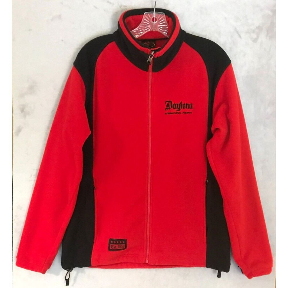 Daytona International Speedway Full-Zip Jacket Sweater Red/Black Oversized Small